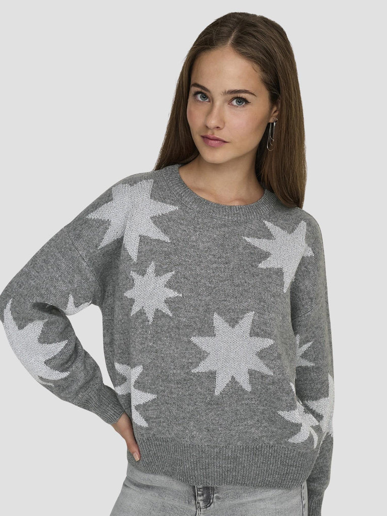 ONLROSIE LS O-NECK GLITTER KNT 15328250 MEDIUM GREY MELANGE ONLY 