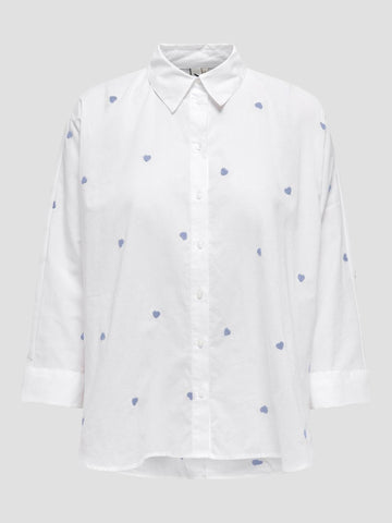 ONLNEW LINA GRACE LS EMB SHIRT NOOS WVN 15283743 HEART BRIGHT WHITE ONLY 