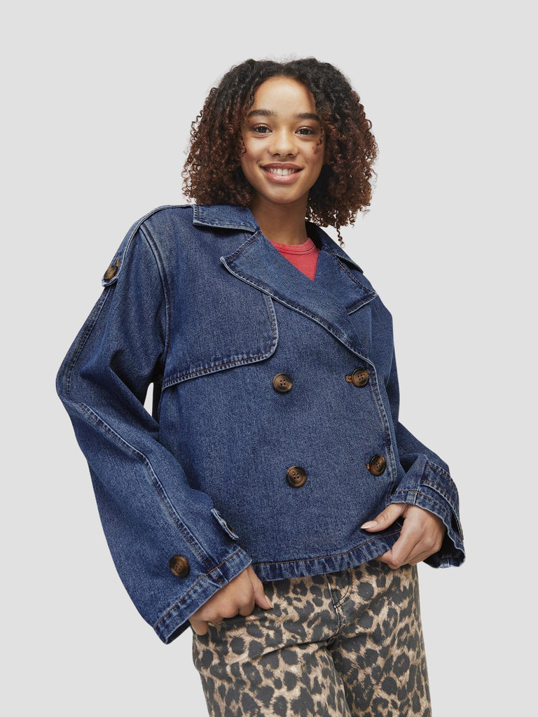 JXCARLIE SHORT LS DENIM TRENCHCOA DNM SN 12269054 MEDIUM BLUE DENIM JJXX 