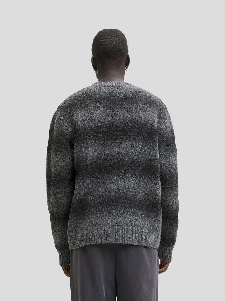 JPRBLUTYLER KNIT STRIPED CREW NECK 12286239 DARK GREY MELANGE JACK&JONES 