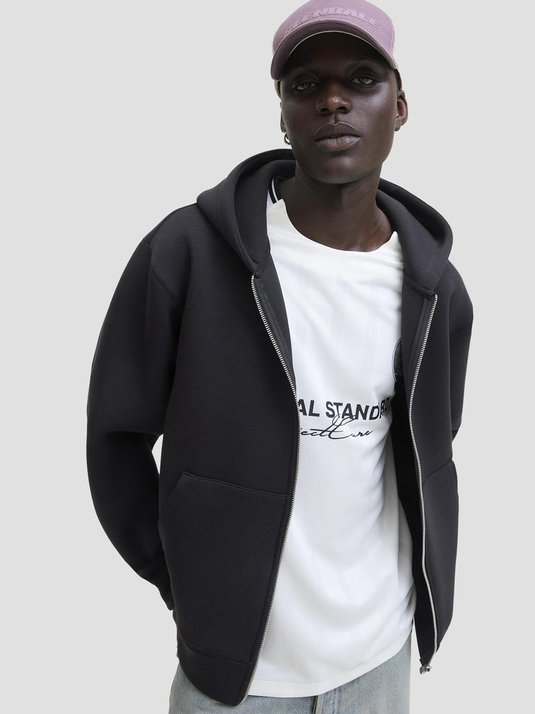 JCOCOVER SCUBA SWEAT ZIP HOOD SN 12282972 BLACK JACK&JONES 