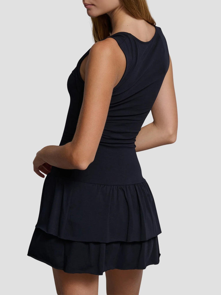 ABITO CON GONNA A BALZE VURBETTO BLU NAVY SUITE BENEDICT 