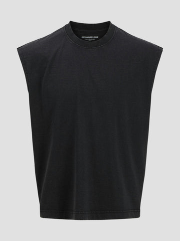 JCOINFINITY WASH CROP SL CREW NECK<BR/> 12276741 BLACK JACK&JONES 