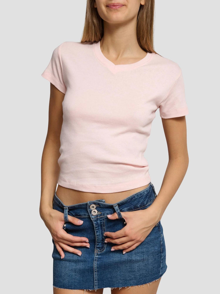 T-SHIRT SCOLLO A V TINDER252 PINK SUITE BENEDICT 