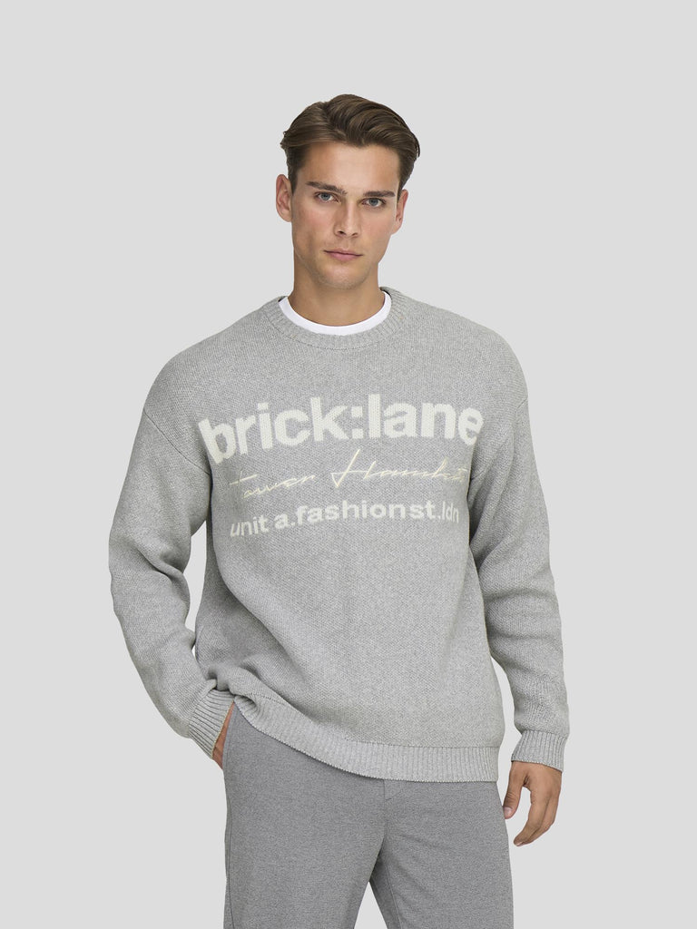 ONSRUNY LIFE RLX LS JAQUARD CREW KNIT 22034658 LIGHT GREY MELANGE ONLY&SONS 