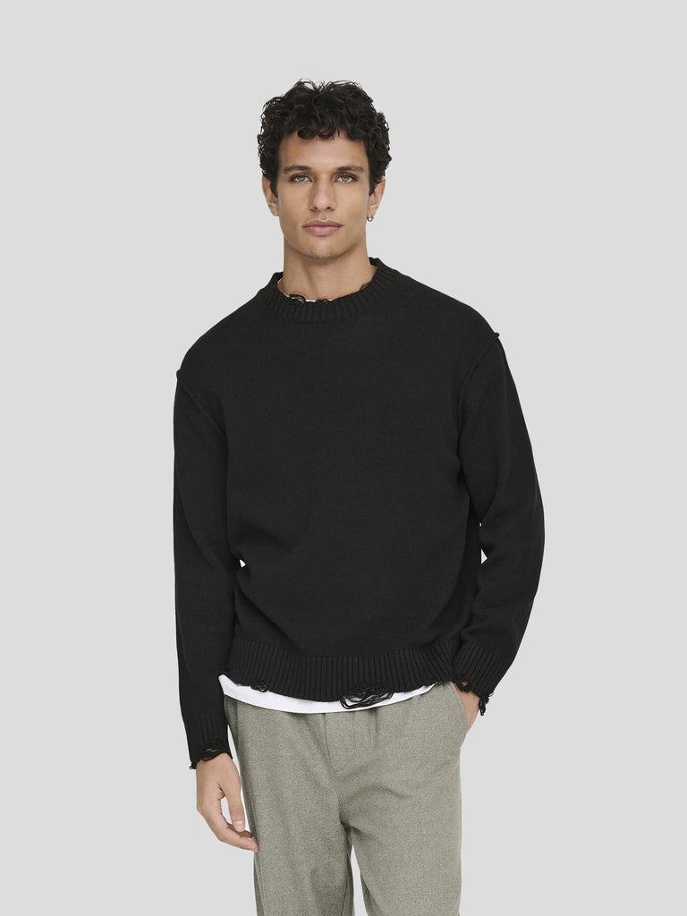 ONSTUNE RLX LS CREW NECK KNIT 22034238 BLACK ONLY&SONS 