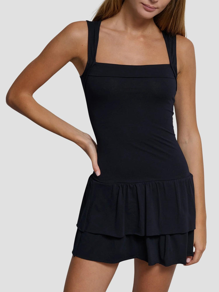 ABITO CON GONNA A BALZE VURBETTO BLU NAVY SUITE BENEDICT 