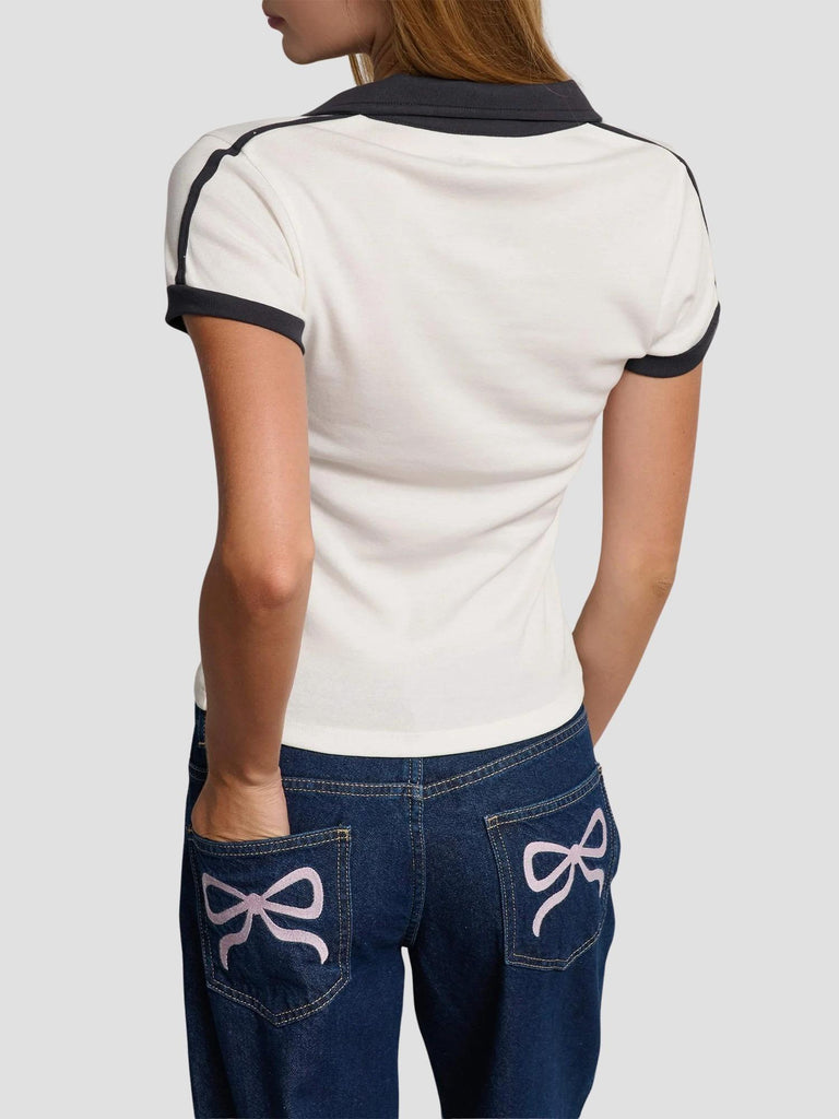 POLO BICOLOR CON RICAMO LONELY-WINGS OFFWH-MIDNIGHT SUITE BENEDICT 