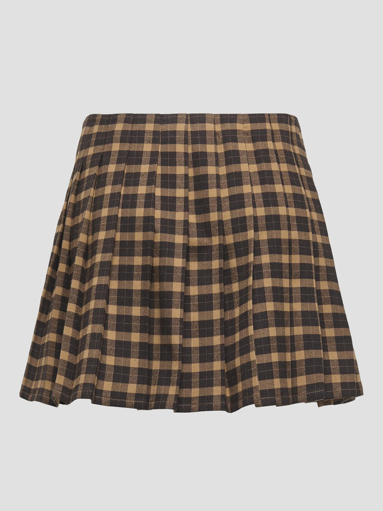 ONLCAT LIFE HW PLISSE CHECK SKIRT PNT 15357804 CHIPMUNK ONLY 