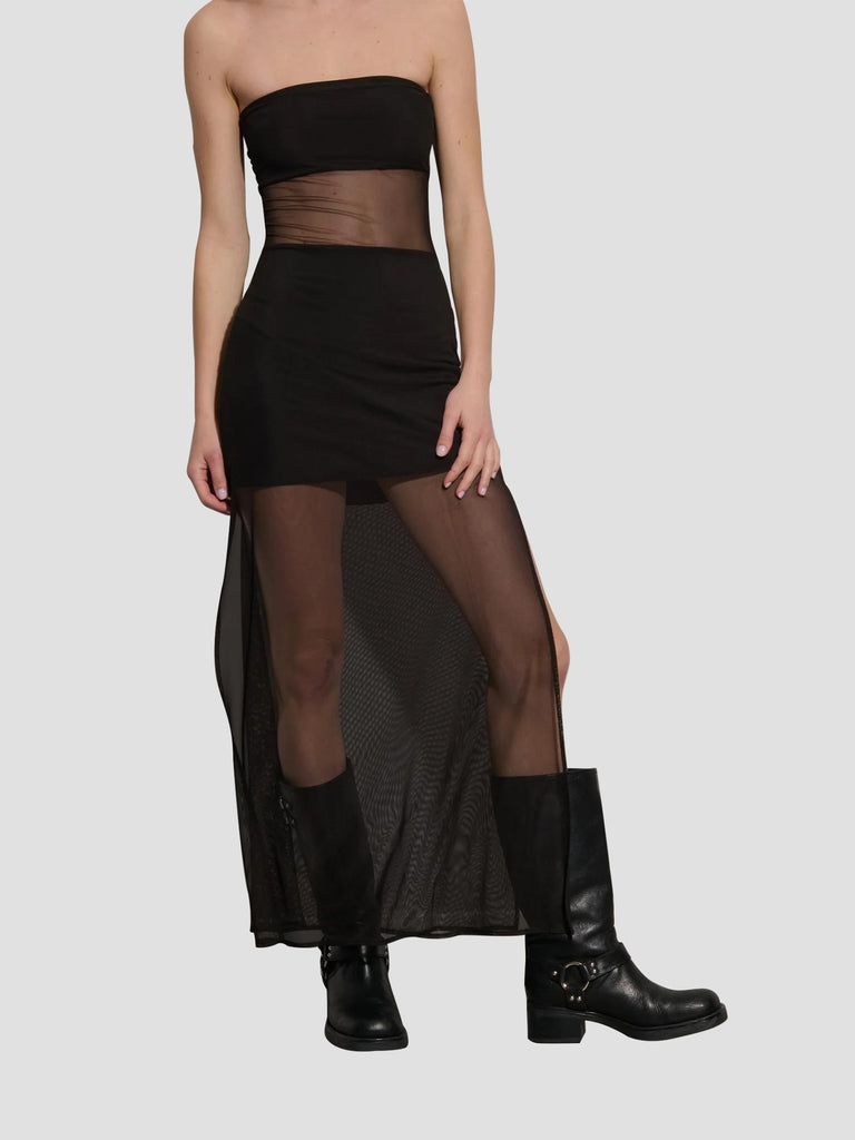 ABITO LUNGO CON TRASPARENZE VETTAR251 NERO SUITE BENEDICT 