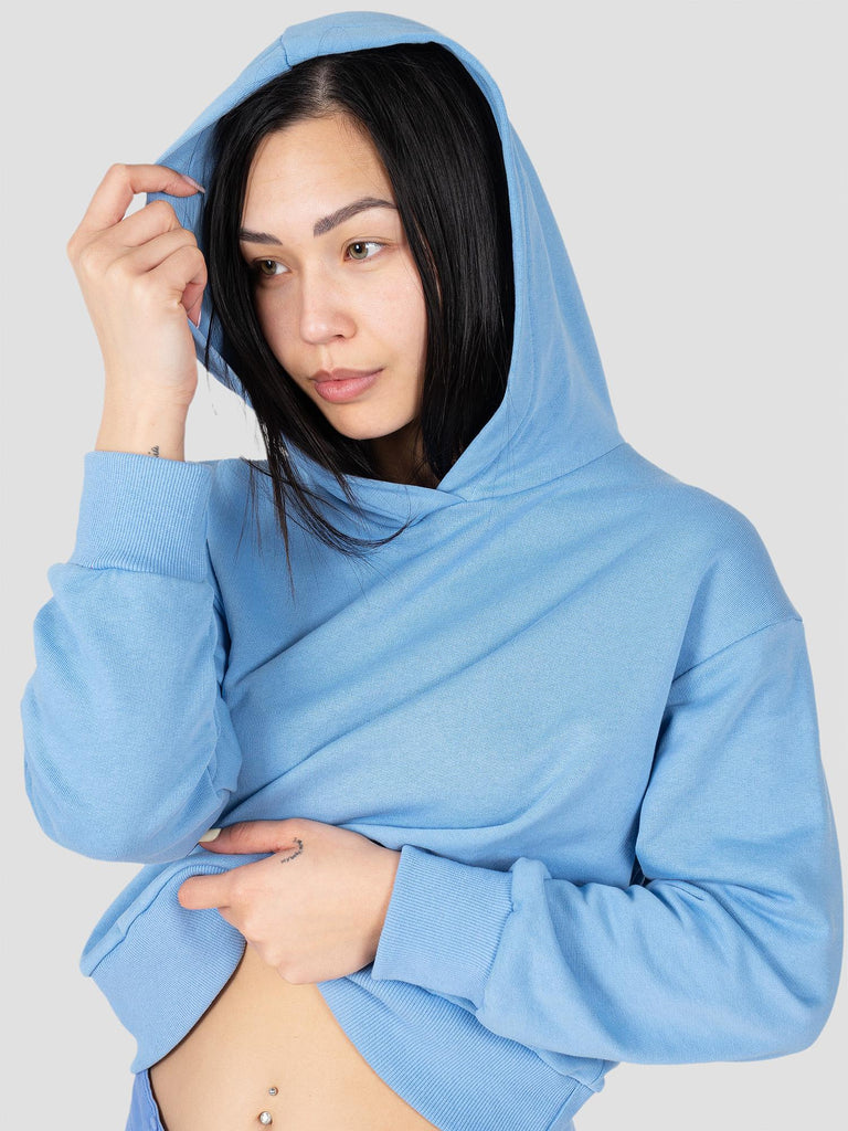 GROOVE FELPA CAPPUCCIO CHIUSO COSTA ALTA CROP BARL338W CELESTE GROOVE 