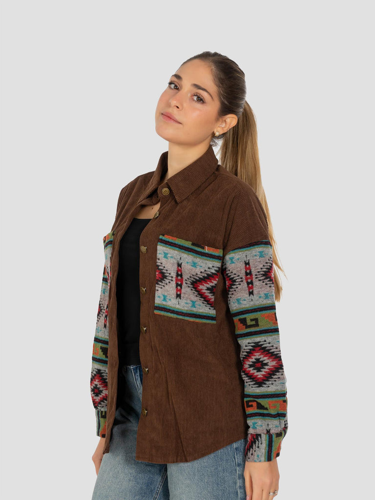 OVERSHIRT MANICHE E TASCA TRIBALE SHIRT015W MARRONE GROOVE 