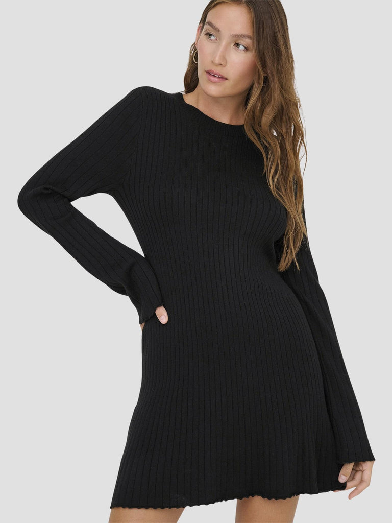 ONLMICHELLA LS O-NECK DRESS NCA KNT 15352211 BLACK ONLY 