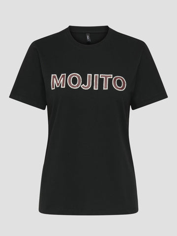 ONLMOJITAS S/S DRINKS PRINT TOP CS JRS 15357863 BLACK ONLY 