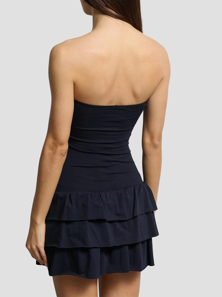 ABITO A FASCIA CON GONNA A BALZE VURBY BLU NAVY SUITE BENEDICT 