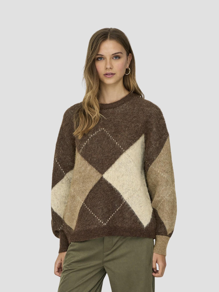 ONLNOEME LIFE LS JQ O-NECK NCA KNT 15353226 CHESTNUT ONLY 