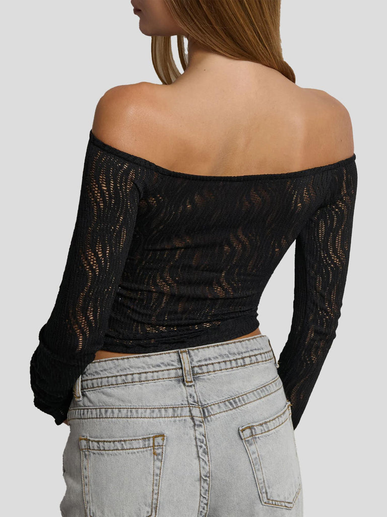 TOP OFFSHOULDER RETE ARAGOSTA BLACK SUITE BENEDICT 