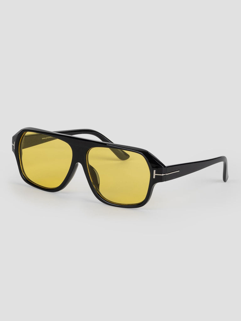 AVIATOR COLORED LENSES SUN001/10 BLACK YELLOW GROOVE 