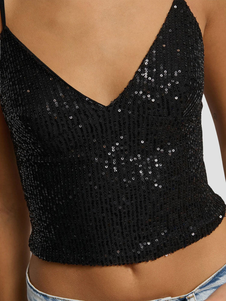 TOP BRALETTE IN PAILLETTES ABITUE NERO SUITE BENEDICT 