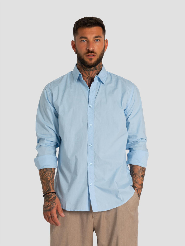 CONFORT FIT BASIC BUTTON DOWN SHIRT014 LIGHT BLUE GROOVE 