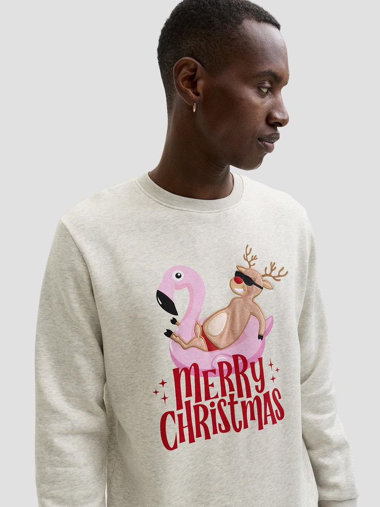 JJCHRISTMAS SWEAT CREW NECK XMAS 12279225 WHITE MELANGE JACK&JONES 