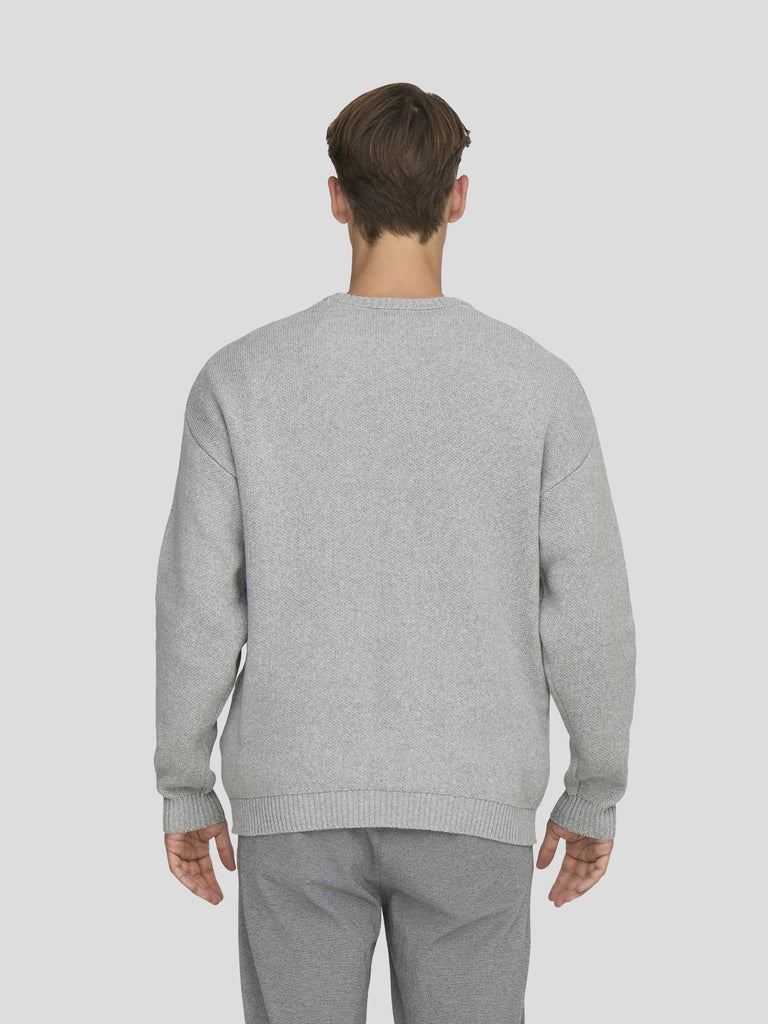 ONSRUNY LIFE RLX LS JAQUARD CREW KNIT 22034658 LIGHT GREY MELANGE ONLY&SONS 