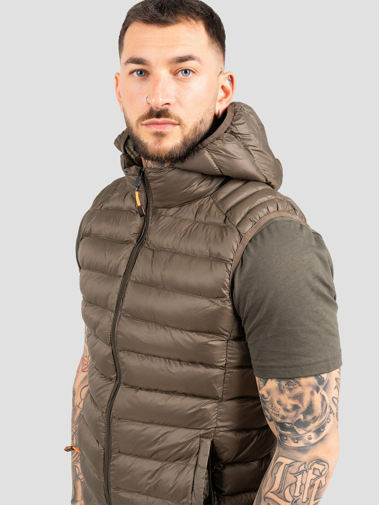 DOWNJACKET VEST IF HOODI ZIP FLUO DOWN2 MILITARY GREEN GROOVE 
