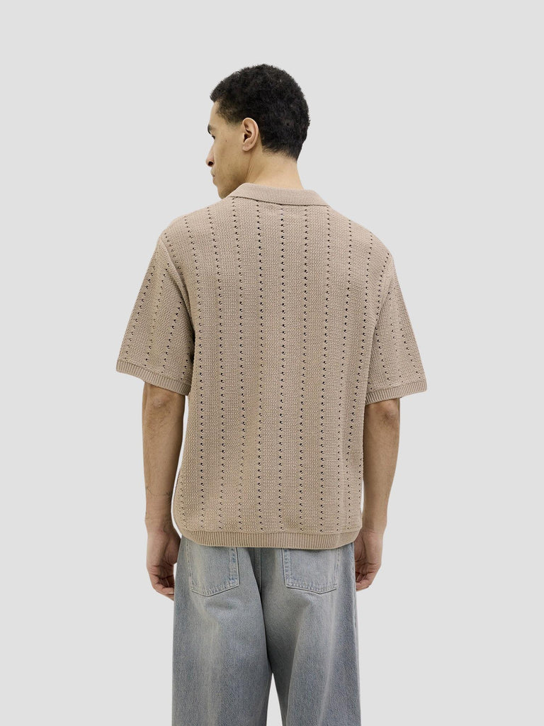 JORPAROS KNIT EASTER SS CROCHET POLO 12272562 SEA SALT JACK&JONES 