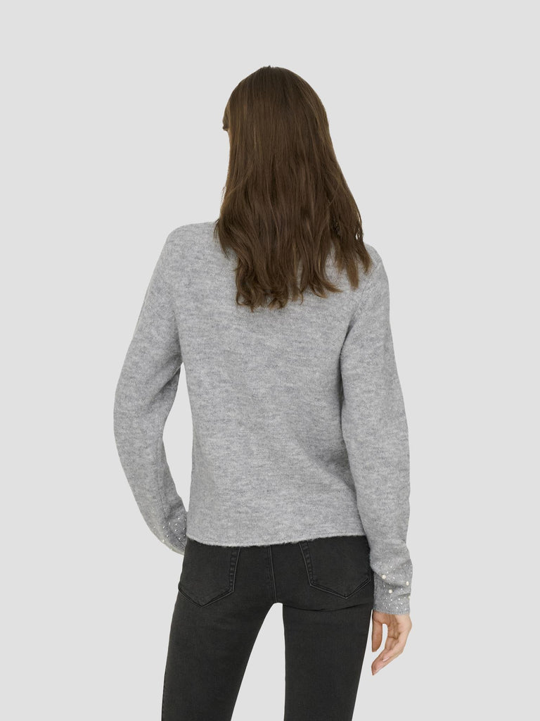JDYPEARL L/S O-NECK PEARL PULLOVER KNT 15351912 LIGHT GREY MELANGE JACQUELINE DE YONG 