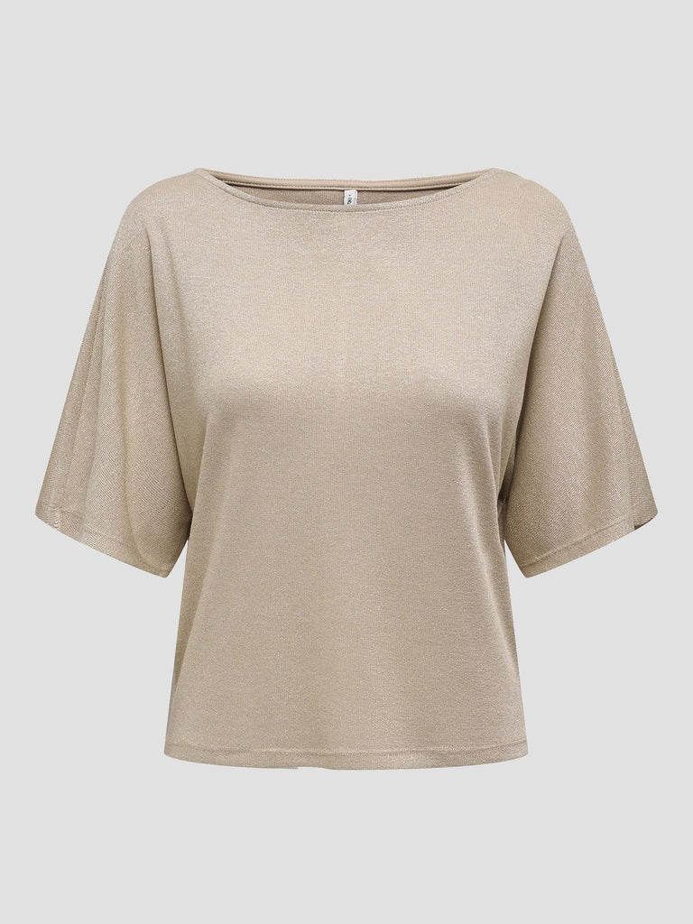 ONLAMBER LIFE S/S O-NECK SHINE TOP JRS 15343484 BROWN RICE ONLY 