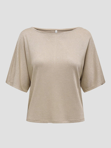 ONLAMBER LIFE S/S O-NECK SHINE TOP JRS 15343484 BROWN RICE ONLY 