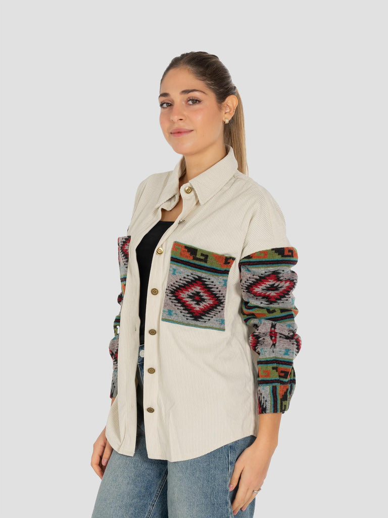 OVERSHIRT MANICHE E TASCA TRIBALE SHIRT015W PANNA GROOVE 