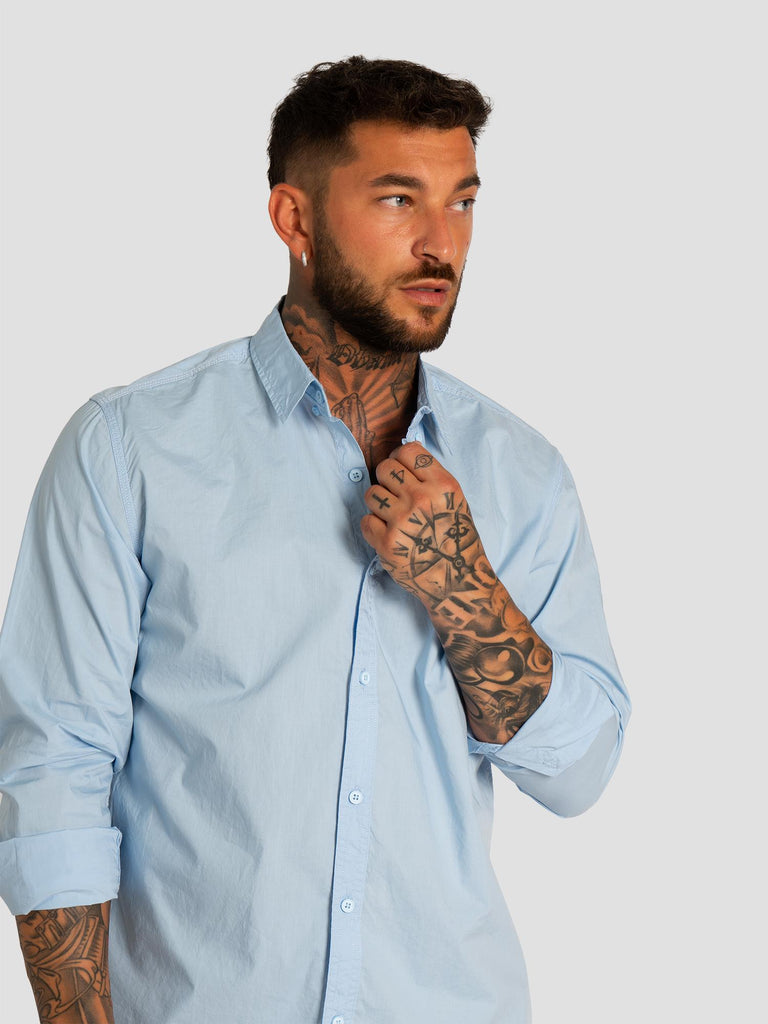 CONFORT FIT BASIC BUTTON DOWN SHIRT014 LIGHT BLUE GROOVE 