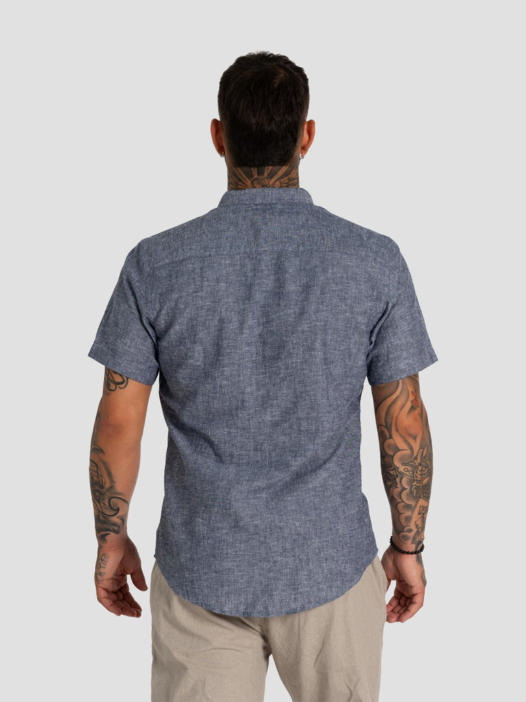 COREANA MISTO LINO BOTTONI LEGNO MELANGE CM010728U NAVY GROOVE 