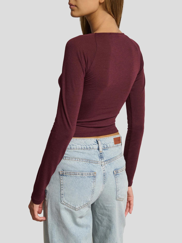 TOP MANICA LUNGA CON SCOLLO ARRICCIATO GHIBLI BORDEAUX SUITE BENEDICT 