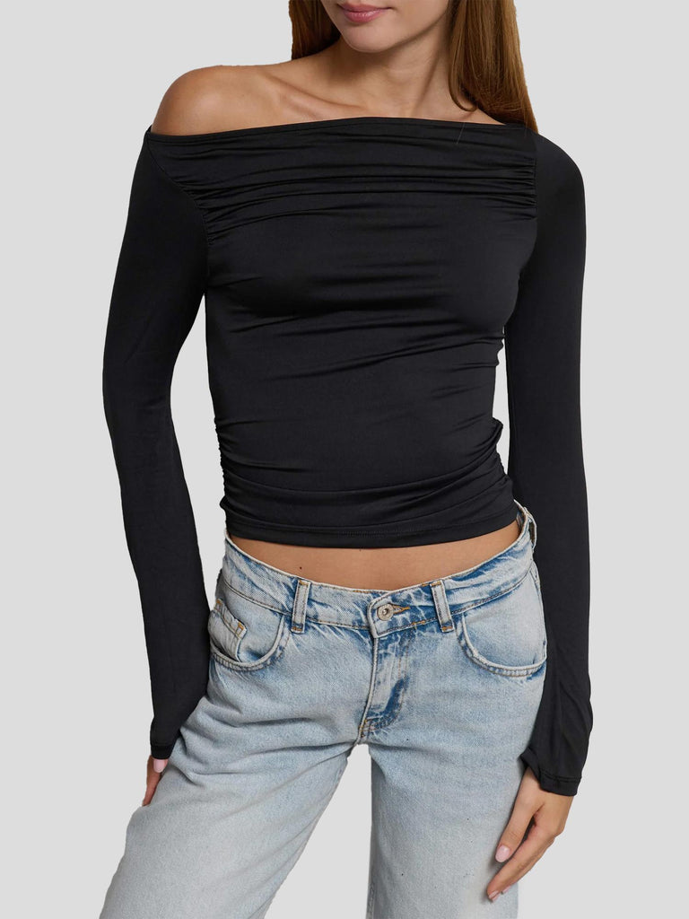 TOP SCOLLO ASIMMETRICO GRAVINA BLACK SUITE BENEDICT 