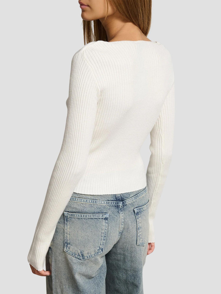 MAGLIA MANICA LUNGA A COSTINE PANCHINA-NEW252 OFFWHITE SUITE BENEDICT 