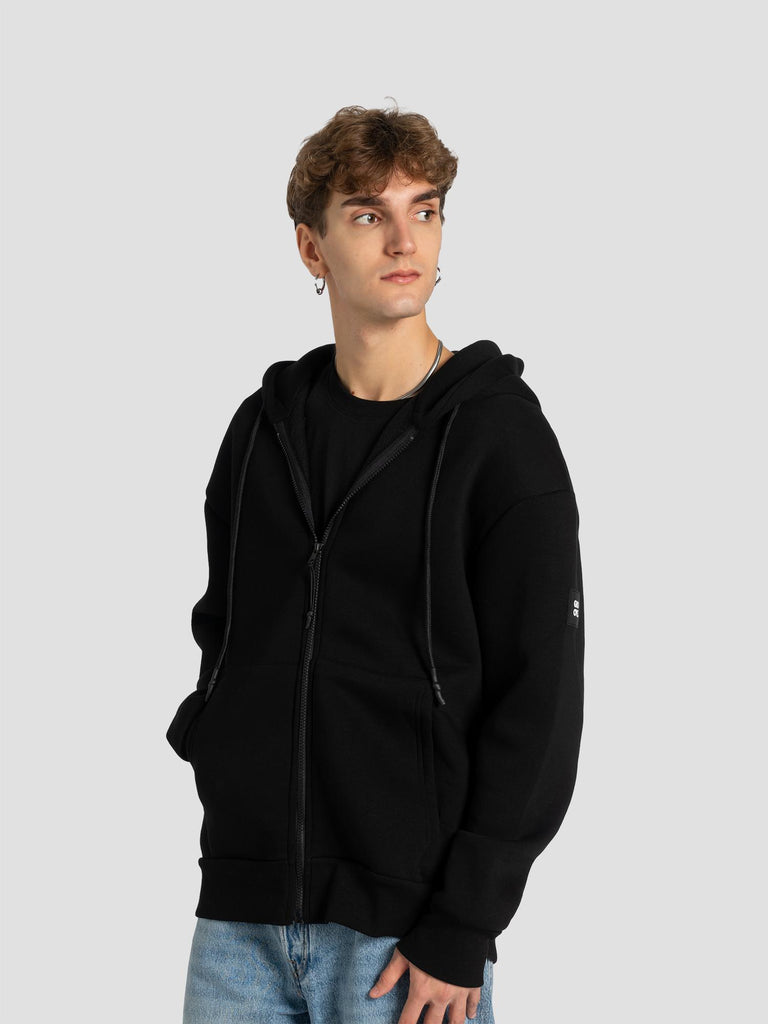 ZIP PATCH POLY HOODIE BARL351 NERO GROOVE 