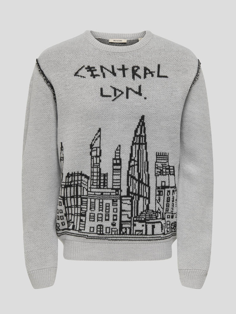 ONSPALE REG CREW KNIT 22034716 LIGHT GREY MELANGE ONLY&SONS 