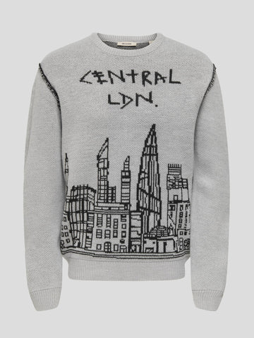 ONSPALE REG CREW KNIT 22034716 LIGHT GREY MELANGE ONLY&SONS 