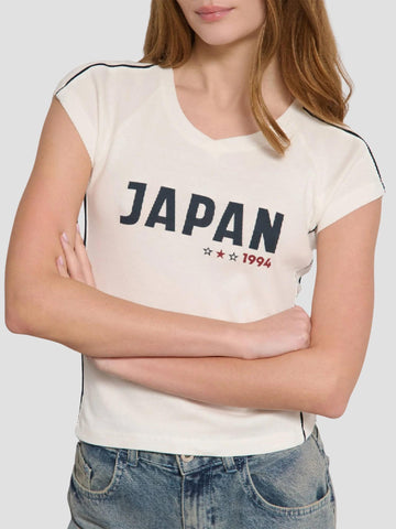 T-SHIRT STAMPATA SCOLLO A V TIRANA-PANJA OFFWHITE SUITE BENEDICT 