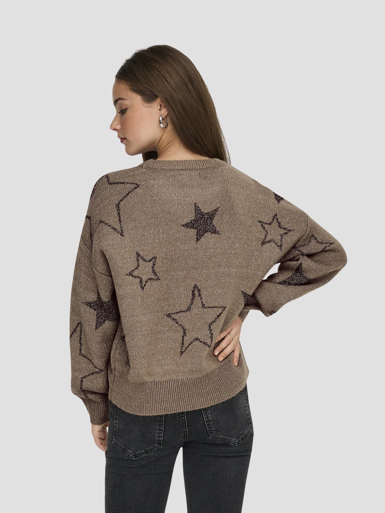 ONLROSIE LS O-NECK GLITTER KNT 15328250 COCOA CREME ONLY 