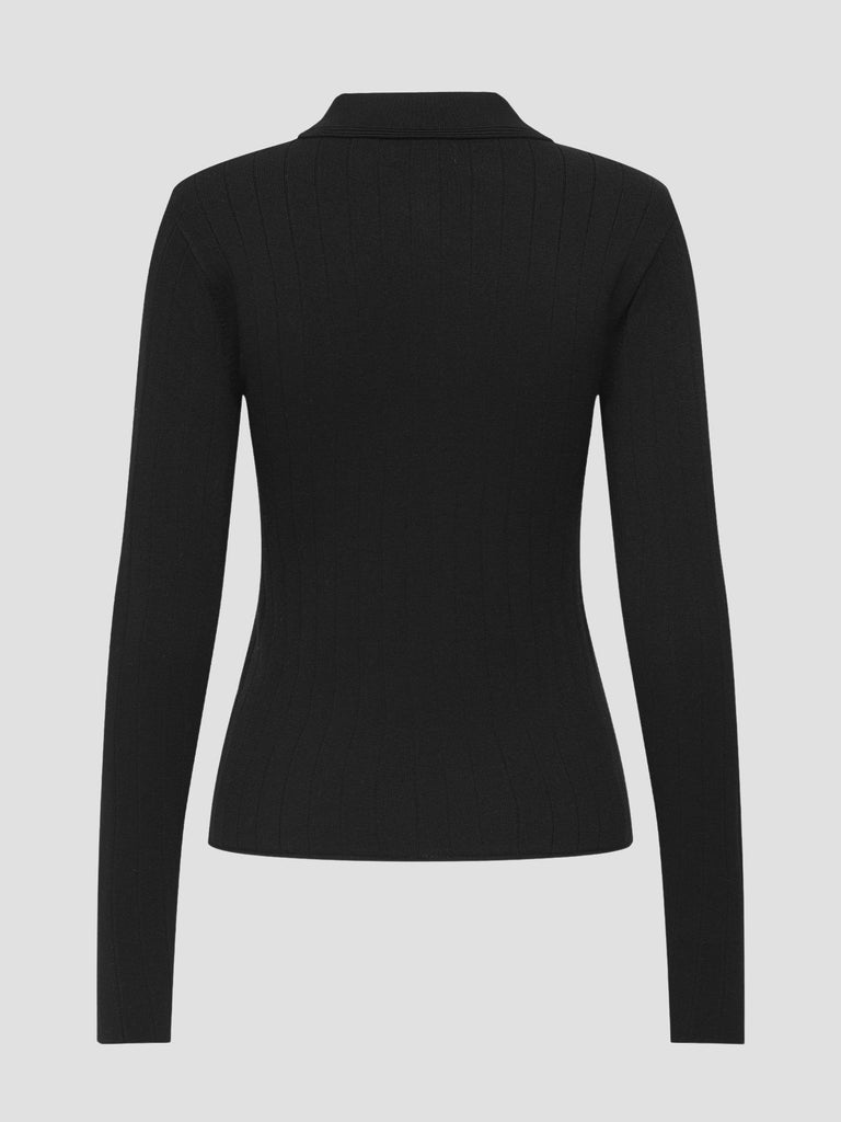 JDYKATE L/S POLO PULLOVER KNT 15355672 BLACK JACQUELINE DE YONG 