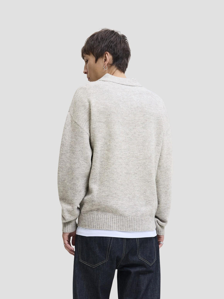 JJSOHO OLLIE KNIT SPLIT NECK LN 12279214 LIGHT GREY MELANGE JACK&JONES 