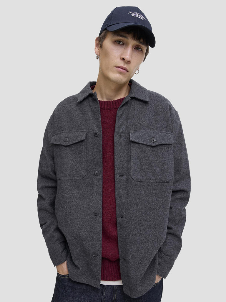JJEPERFECT MELANGE OVERSHIRT LS SN 12278822 DARK GREY MELANGE JACK&JONES 