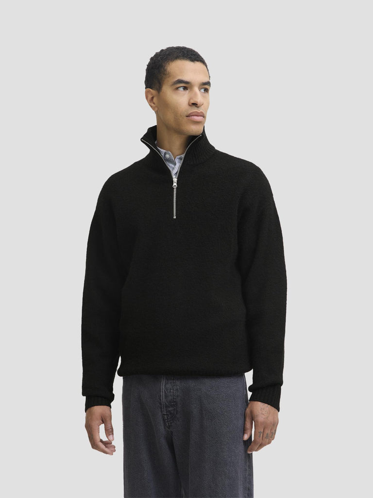 JJESOHO OLLIE KNIT HALF ZIP SN 12278937 BLACK JACK&JONES 