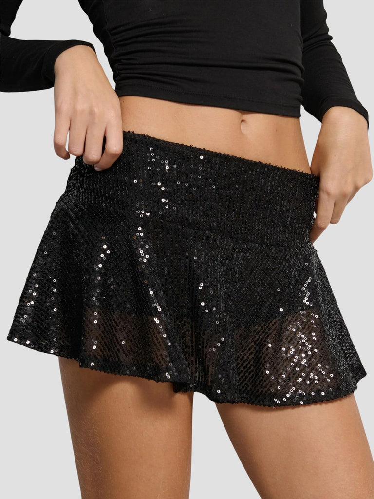 SKORT IN PAILLETTES FEYRON NERO SUITE BENEDICT 