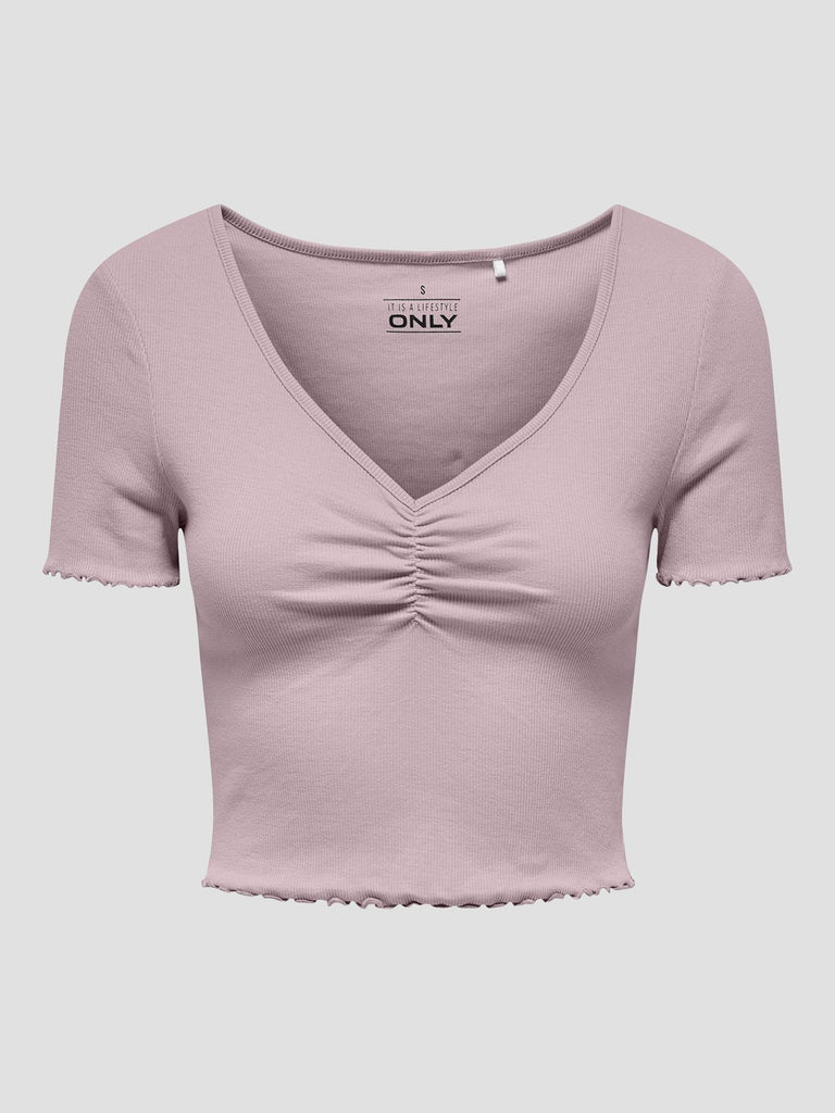 ONLBETTY LIFE S/S V-NECK TOP CC JRS 15311919 VIOLET ICE ONLY 