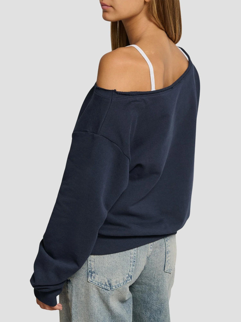 FELPA OFFSHOULDER SCRITTA PATCHWORK KAMAYA-SOHO DK NAVY SUITE BENEDICT 