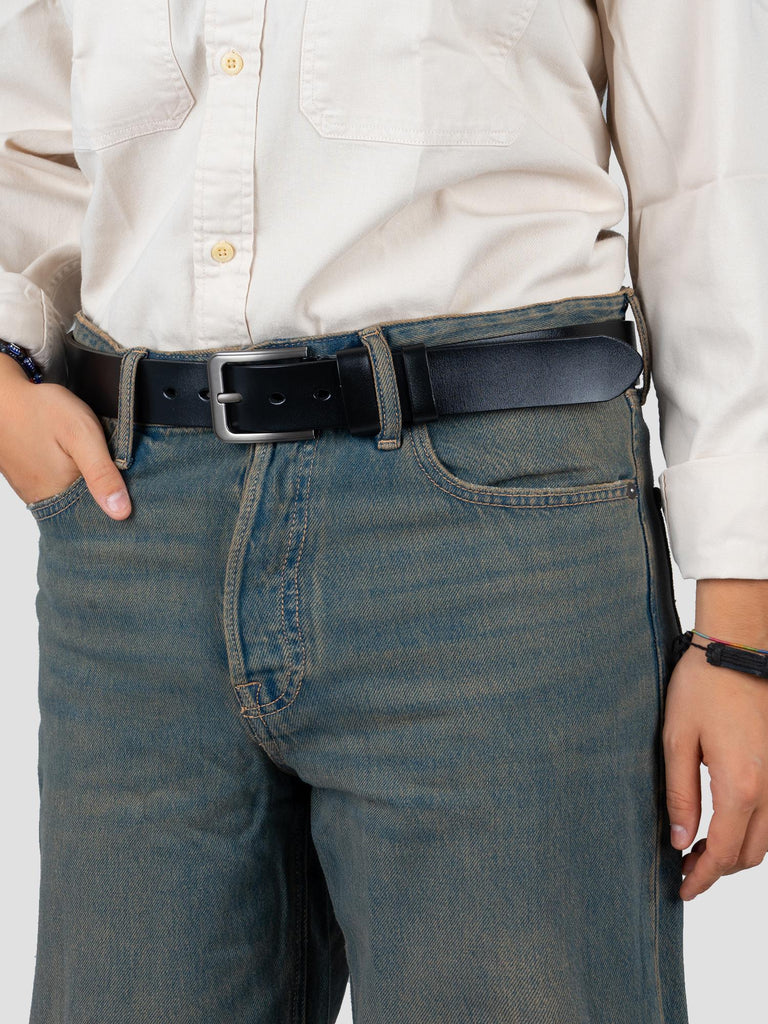 LEATHER BELT 3.7 GRO4003 BLACK GROOVE 